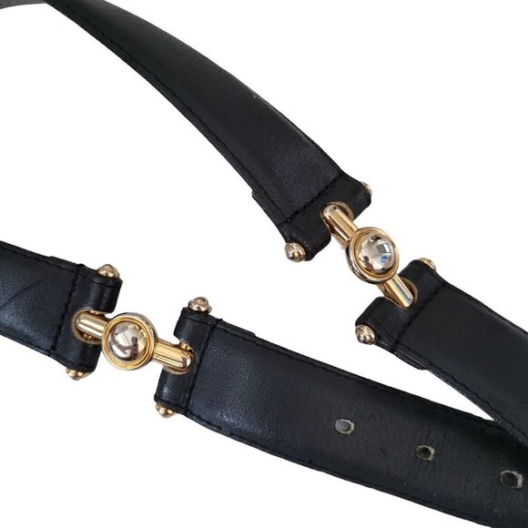 Vintage Daniel Hechter Belt Black Leather Gold Hardware - Picture 5 of 13